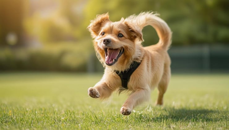 Happy dog in training session
