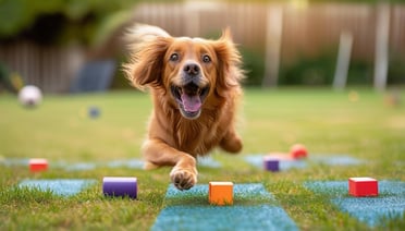 Dog enjoying structured playtime