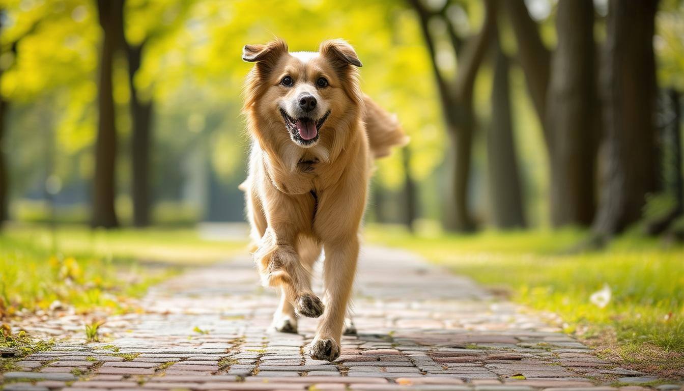 Dog enjoying a structured walk in the park