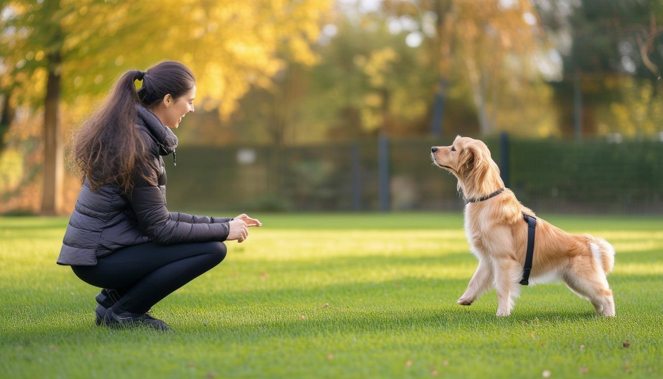 Dog training session with a sitter